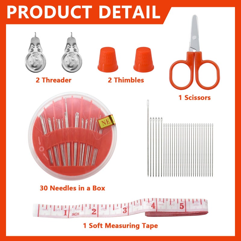 Renashed Sewing Kit with 100 Basic Sewing Accessories, 64 Spools of Thread Mini Sewing kit for Beginners,Traveller, Emergency, Whole Family to Mend and Repair - Image 4